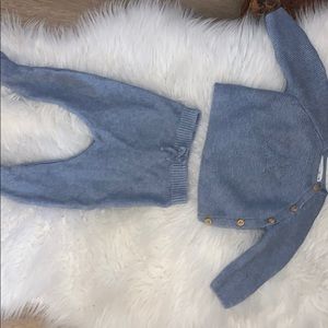 Zara baby blue knitted set (0-3 month)